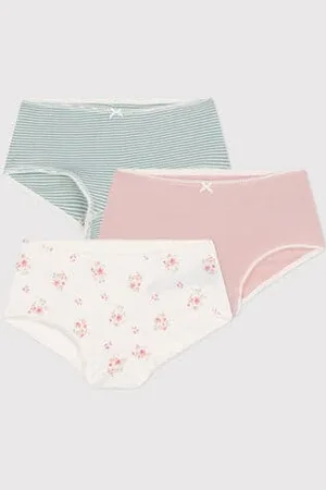 Petit Bateau Set di 3 shorty in cotone a fiori bambino
