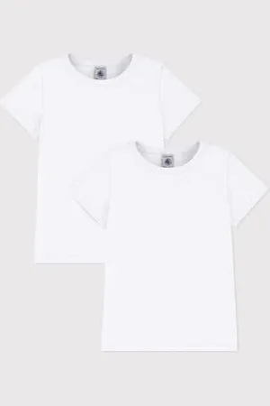 Petit Bateau Confezione da 2 t-shirt bianche manica corta bambina