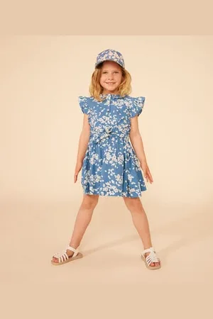 Petit Bateau Berretto in popeline a fiori bambina