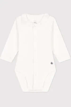 Petit Bateau Body in cotone a manica lunga con collaretto