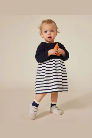 Petit Bateau Abito a maniche lunghe in tubique neonato