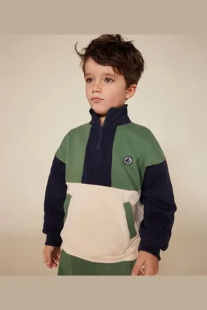 Petit Bateau Maglia con mezza cerniera in tessuto felpato bambino