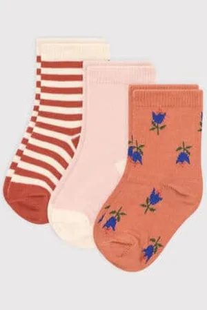 Petit Bateau Confezione da 3 paia di calzini bebè a fiori