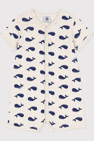 Petit Bateau Tutina corta con balene blu in cotone bebè