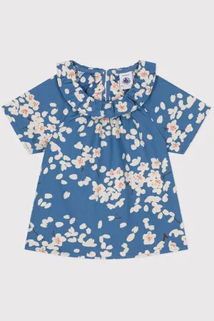 Petit Bateau Blusa manica corta in popeline bebè