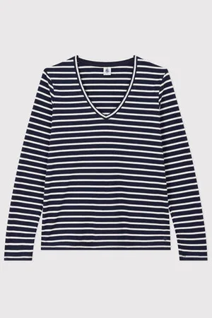 Petit Bateau T-shirt LE DROIT scollo a V in cotone Donna