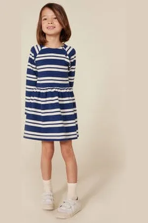 Petit Bateau Abito a maniche lunghe in cotone spesso bambina