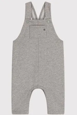 Petit Bateau Salopette lunga in tessuto felpato neonato