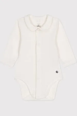 Petit Bateau Body a manica lunga con colletto in cotone per bebè