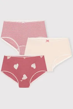 Petit Bateau Set di 3 shorty in cotone a cuori bambino