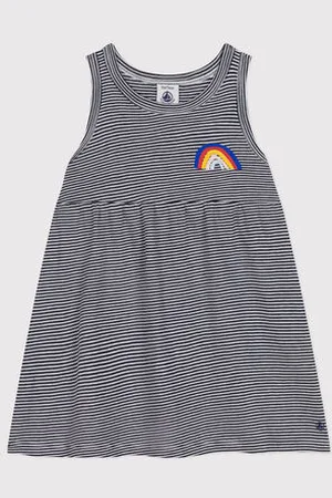 Petit Bateau Abito senza maniche bebè in cotone rigato
