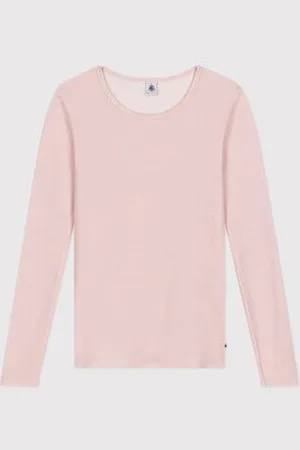 Petit Bateau T-shirt a maniche lunghe in lana e cotone donna