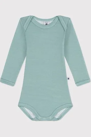 Petit Bateau Body maniche lunghe bebè in lana e cotone
