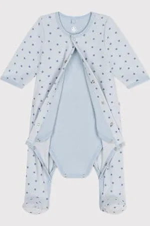 Petit Bateau Bodyjama con stampa a stelline in velluto neonato