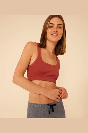 Petit Bateau Bralette a tinta unita in cotone ed elastan donna