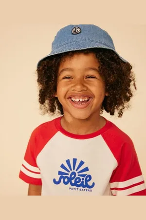 Petit Bateau Cappellino alla pescatora in denim blu bambino