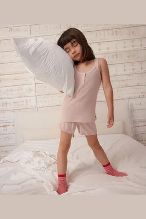 Petit Bateau Pigiama shorts e canotta a tinta unita in cotone e lyocell bambino