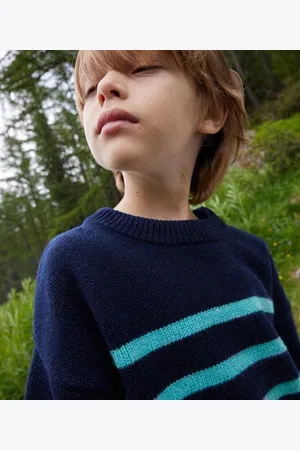 Petit Bateau Pullover a righe in lana e cotone bambino unisex