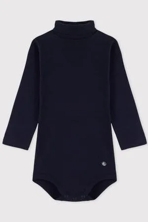 Petit Bateau Body a manica lunga e collo alto in cotone per bebè