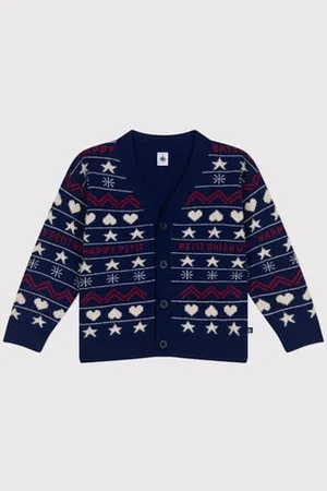 Petit Bateau Cardigan in misto lana e cotone lavorato jacquard bambino
