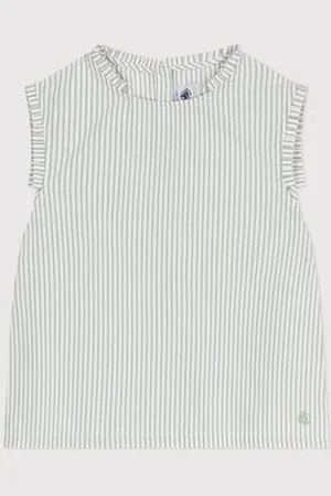 Petit Bateau Blusa senza maniche in cotone a righe bambina