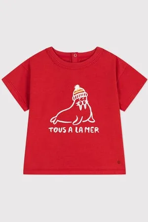 Petit Bateau T-shirt a maniche corte in cotone tinta unita neonato