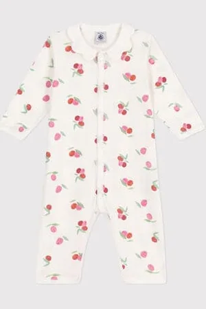 Petit Bateau Pigiama in cotone senza piedini con colletto a petalo e frutti neonato