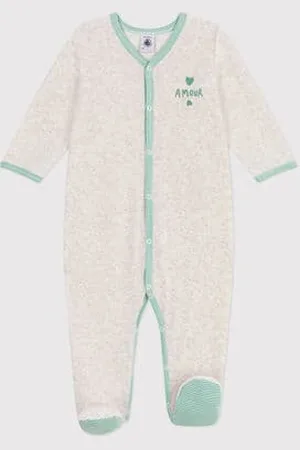 Petit Bateau Pigiama in ciniglia tinta unita neonato