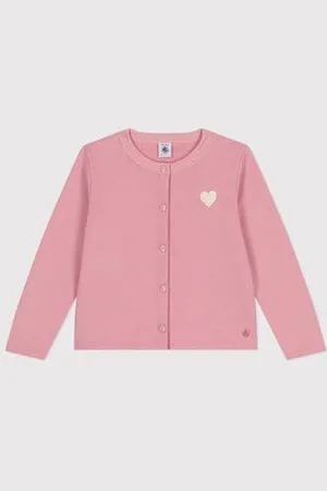 Petit Bateau Cardigan in tessuto felpato tinta unita bambina