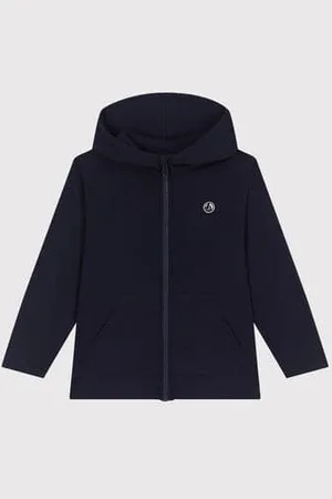 Petit Bateau Felpa con cappuccio e cerniera in cotone tinta unita bambino