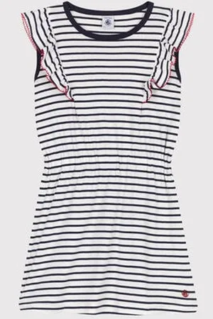 Petit Bateau Abito senza maniche in cotone a righe bambina
