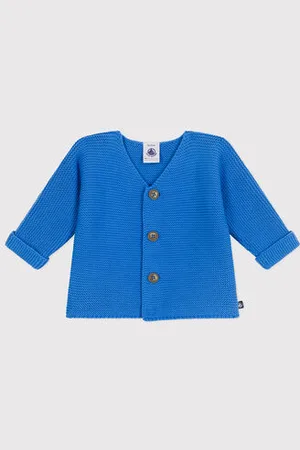 Petit Bateau Cardigan in maglia di cotone a punto legaccio neonato