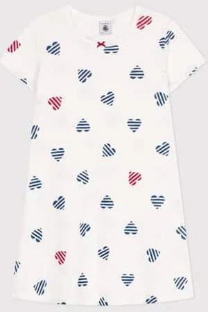 Petit Bateau Camicia da notte in cotone con cuori stampati bambina
