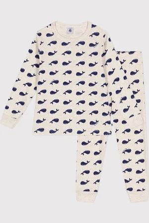 Petit Bateau Pigiama in cotone con fantasia di balene bambino