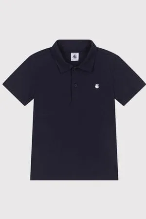 Petit Bateau Polo a maniche corte in cotone tinta unita bambino