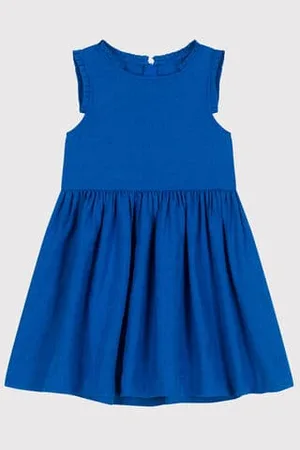 Petit Bateau Abito senza maniche in lino tinta unita bambina