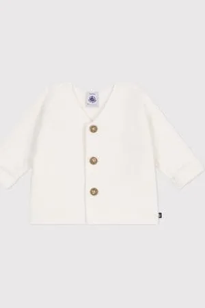 Petit Bateau Cardigan in maglia di cotone a punto legaccio neonato