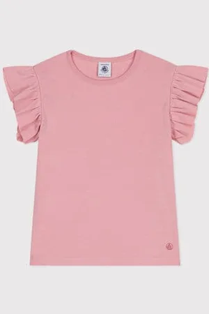 Petit Bateau T-shirt a maniche corte in cotone tinta unita bambina