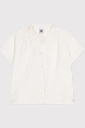 Petit Bateau Blusa a maniche corte in cotone tinta unita bambina
