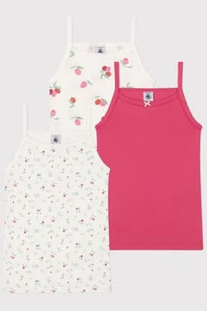 Petit Bateau Set di 3 canotte con spalline sottili in cotone con frutti stampati bambino
