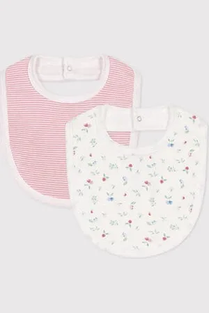 Petit Bateau Confezione da 2 bavaglini in cotone con stampa neonato