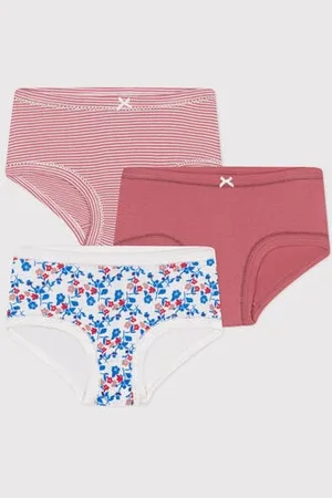 Petit Bateau Set di 3 slip a vita alta in cotone a fiori bambino