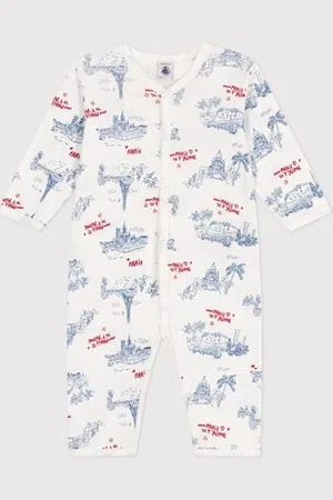 Petit Bateau Pigiama senza piedini in cotone con motivo Parigi neonato