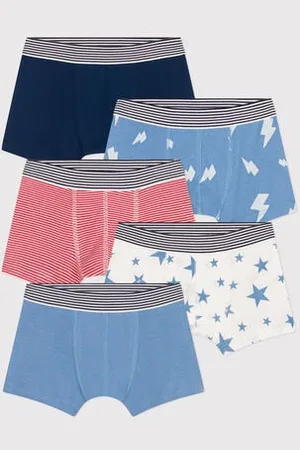 Petit Bateau Set di 5 boxer in cotone con stampa bambino