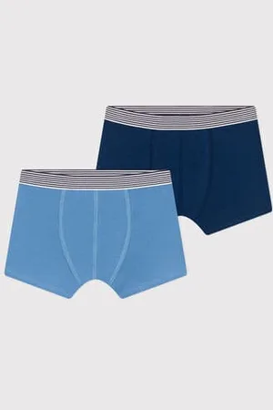 Petit Bateau Set di 2 boxer in cotone ed elastan tinta unita bambino