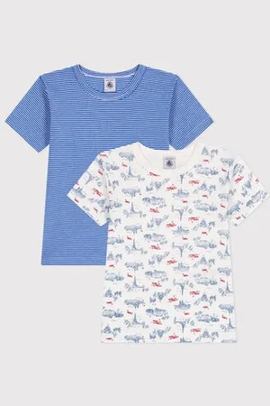 Petit Bateau Set da 2 T-shirt a maniche corte in cotone con stampa Parigi bambino