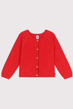Petit Bateau Cardigan in cotone a punto fantasia bambina