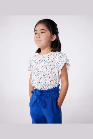 Petit Bateau T-shirt a maniche corte in cotone a fiori bambina