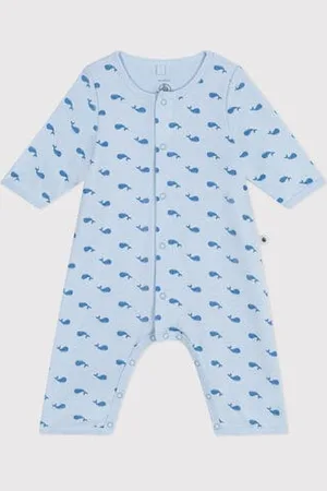 Petit Bateau Bodyjama senza piedini in cotone con balena neonato