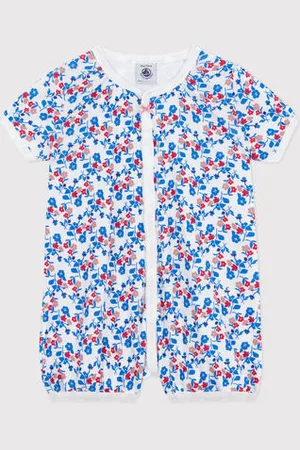Petit Bateau Tutina corta in cotone a fiori neonato
